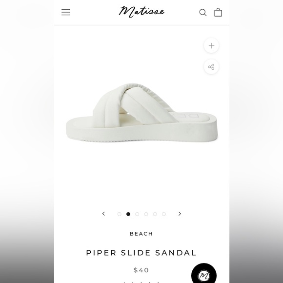Beach by Matisse Piper Slide Sandal - White, Size 9 - Picture 3 of 5
